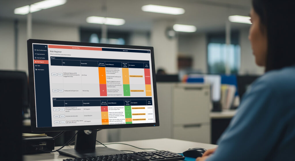 qms software showing risk register