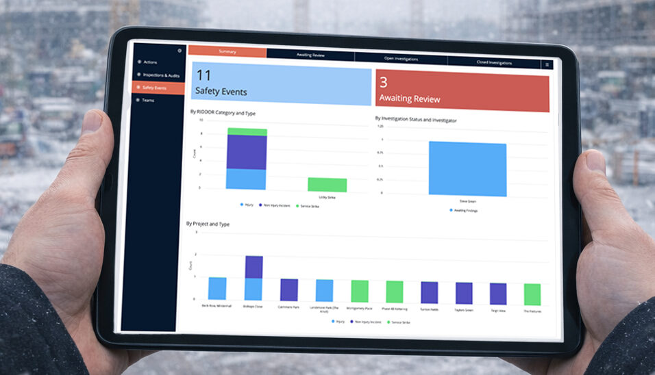 RIDDOR safety event incident reporting screen