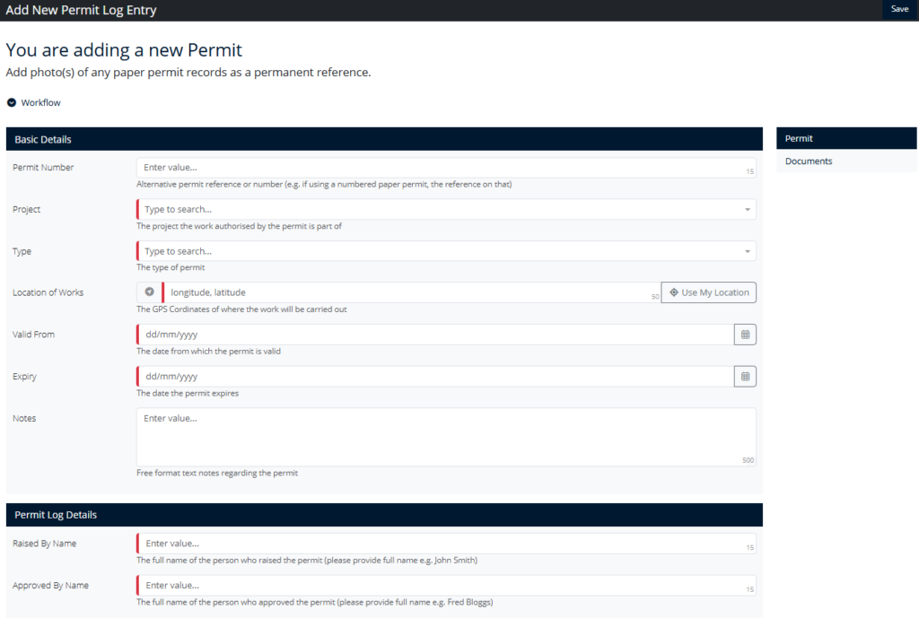 adding a permit to work